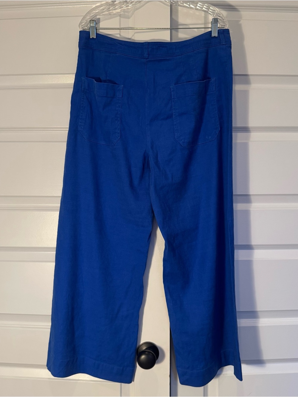Maeve by Anthropologie Cobalt / Royal Blue Linen Colette Cropped Pant - Picture 2 of 5